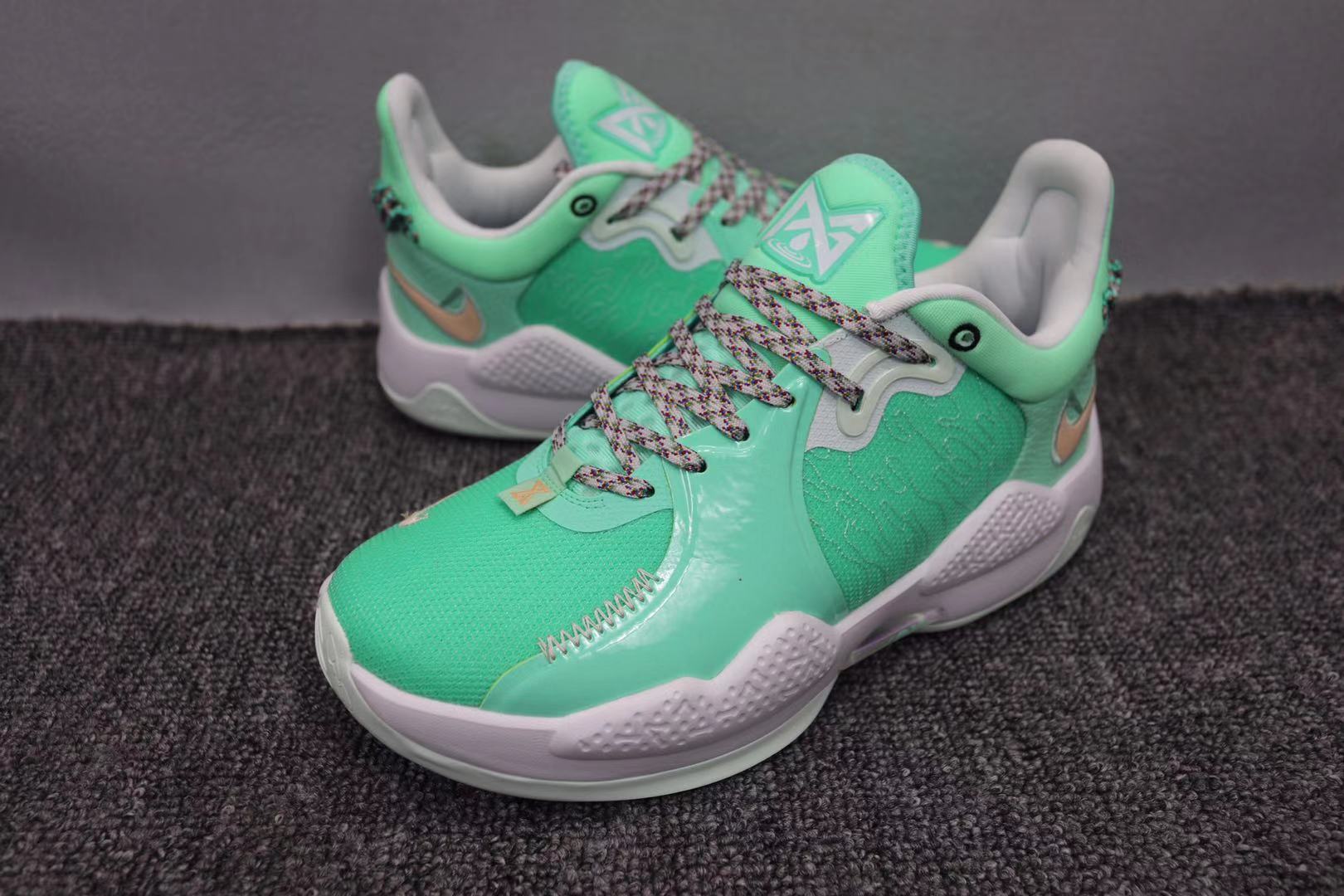 2021 Nike Paul George 5 Gint Green White Basketball Shoes - Click Image to Close